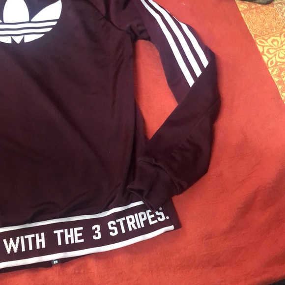 Adidas RARE awesome trefoil track coat with banded writing on back Sz XS EUC - Picture 10 of 10